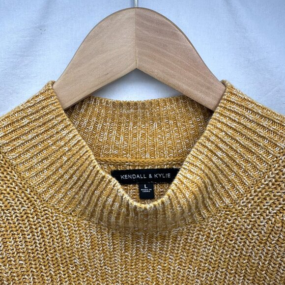 Kendall & Kylie Crewneck Pullover Sweater Heather Mustard Yellow Size Large - Picture 4 of 9